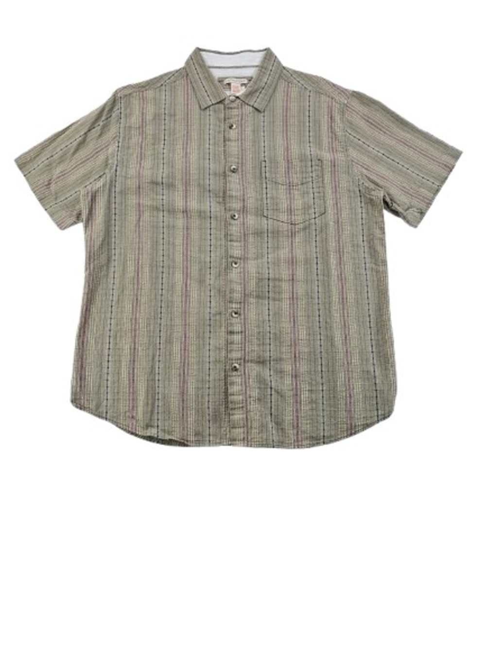 Carbon 2 Cobalt Textured Dobby Dash‎ Men's L Khaki RWB Striped Button Up Shirt